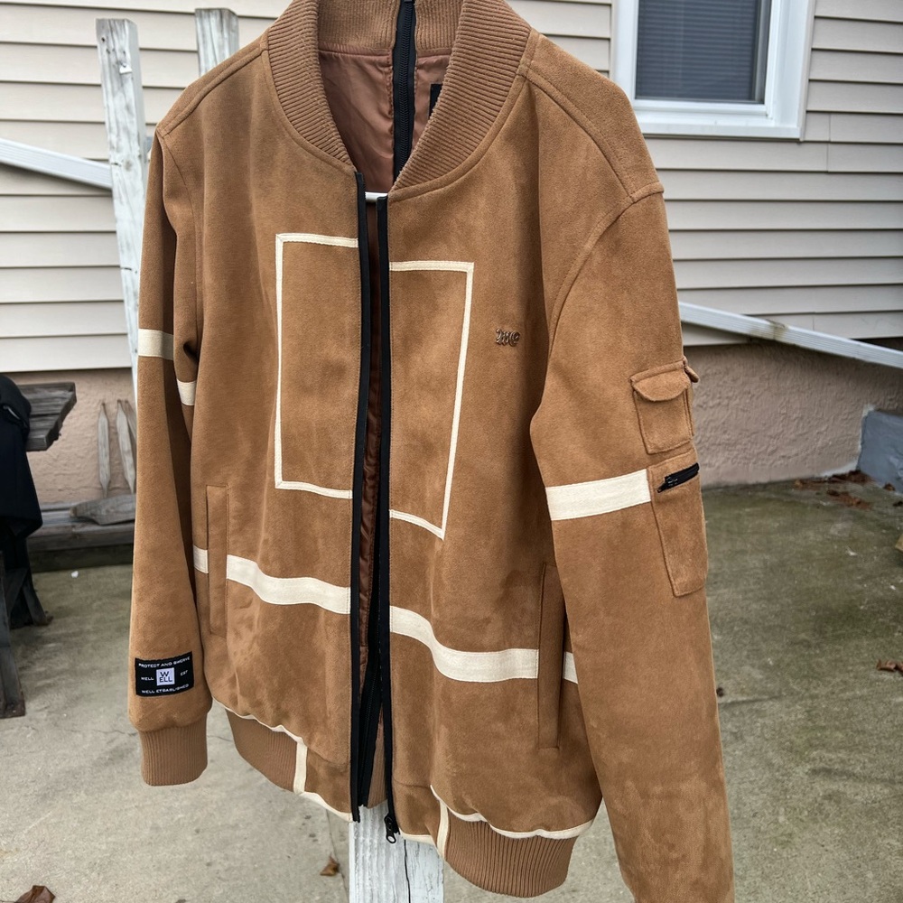 Tan Suede Bomber Jacket